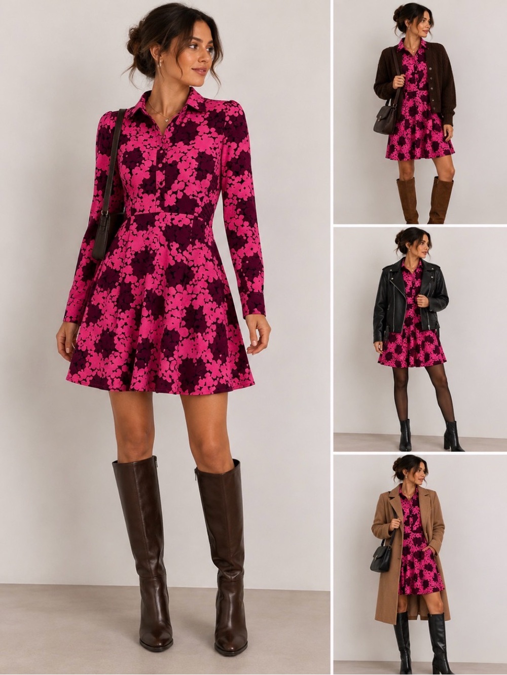 Kate Spade Pink Floral Mini Dress Long Sleeve Fit & Flare Size 0
